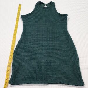 Sabrina Micro Mini Dress Forest Green Textured Knit Keyhole Back XS
